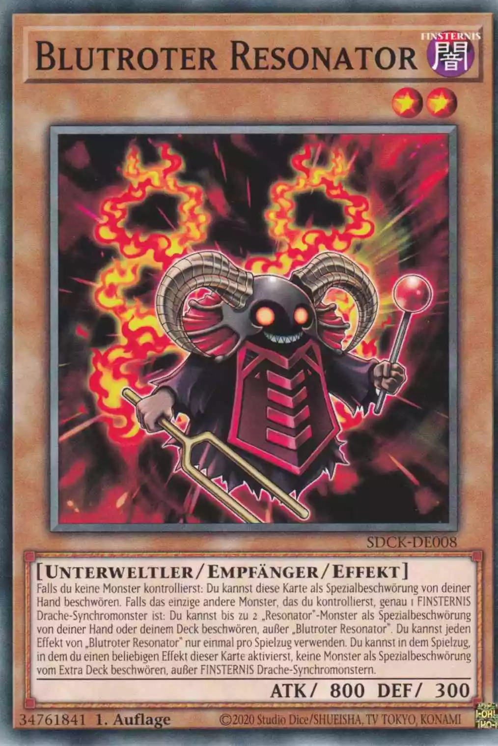 Blutroter Resonator SDCK-DE008 ist in Common Yu-Gi-Oh Karte aus The Crimson King 1.Auflage