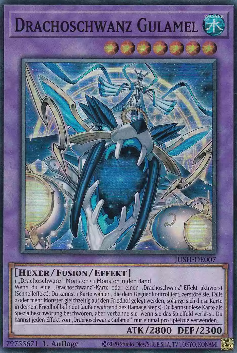 Drachoschwanz Gulamel JUSH-DE007 ist in Super Rare Yu-Gi-Oh Karte aus Justice Hunters 1.Auflage