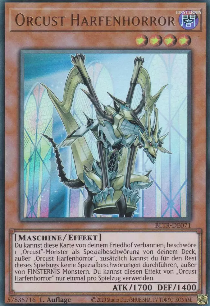 Orcust Harfenhorror BLTR-DE071 ist in Ultra Rare Yu-Gi-Oh Karte aus Battles of Legend Terminal Revenge 1.Auflage