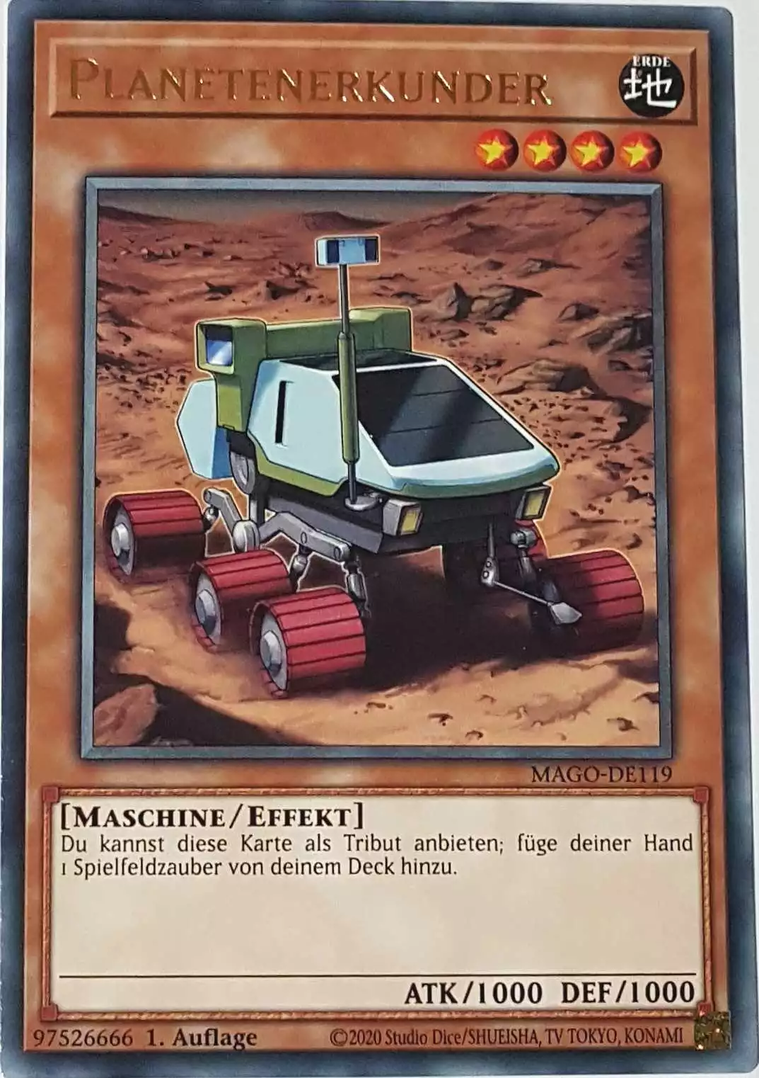Planetenerkunder MAGO-DE119 ist in Gold Rare Yu-Gi-Oh Karte aus Maximum Gold 1. Auflage