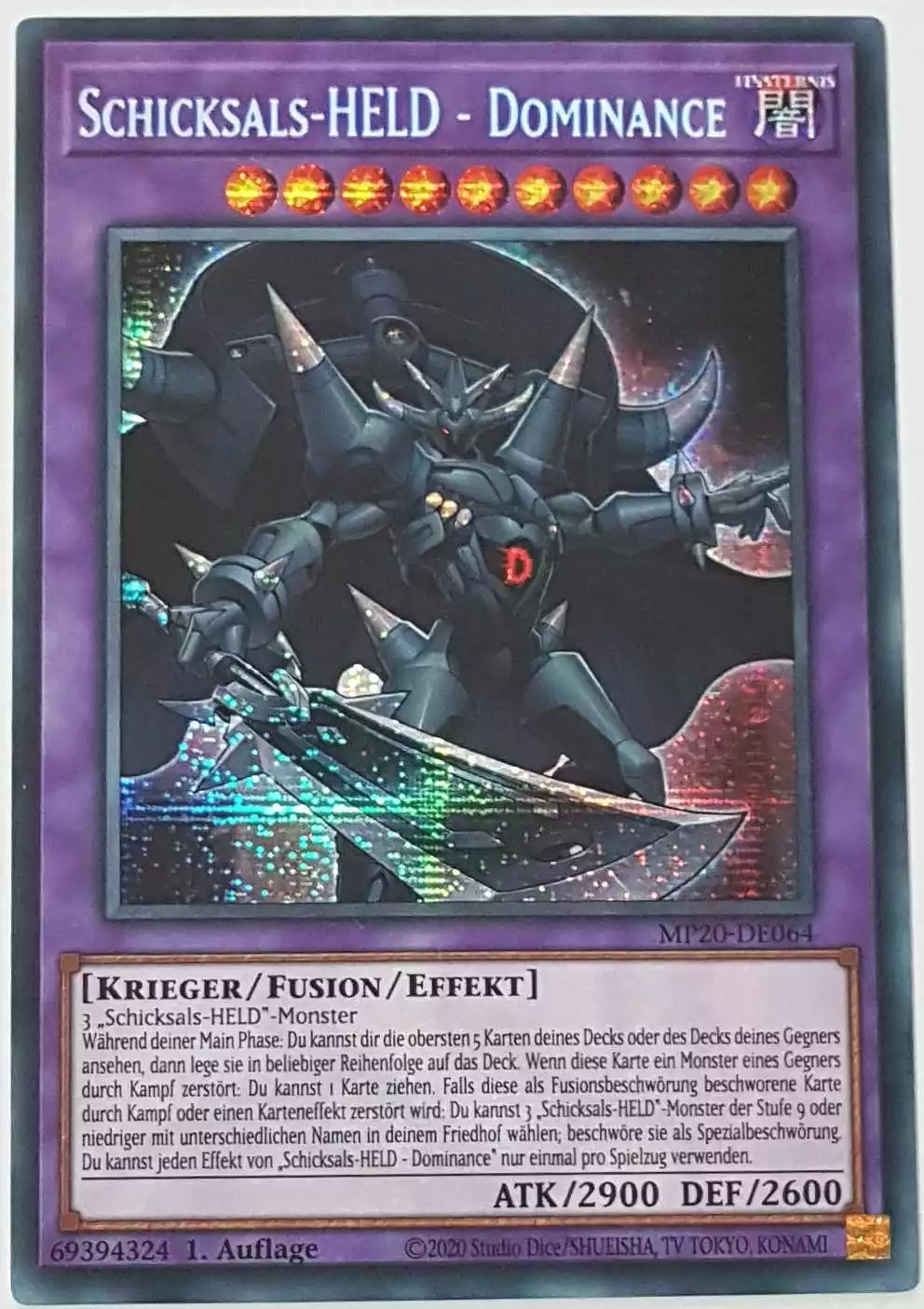 Schicksals-HELD - Dominance MP20-DE064 ist in Prismatic Secret Rare Yu-Gi-Oh Karte aus 2020 Tin of Lost Memories 1.Auflage