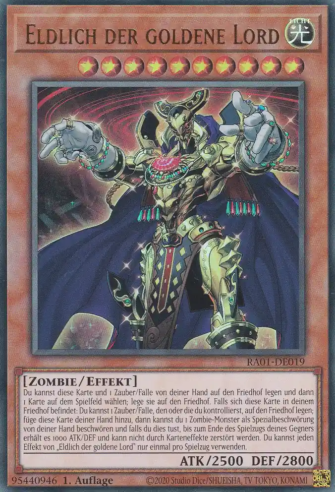 ra01-de019-ur-eldlich-der-goldene-lord-ultra-rare-25th-anniversary-rarity-collection Eldlich der goldene Lord RA01-DE019 ist in Ultra Rare Yu-Gi-Oh Karte aus 25th Anniversary Rarity Collection 1.Auflage