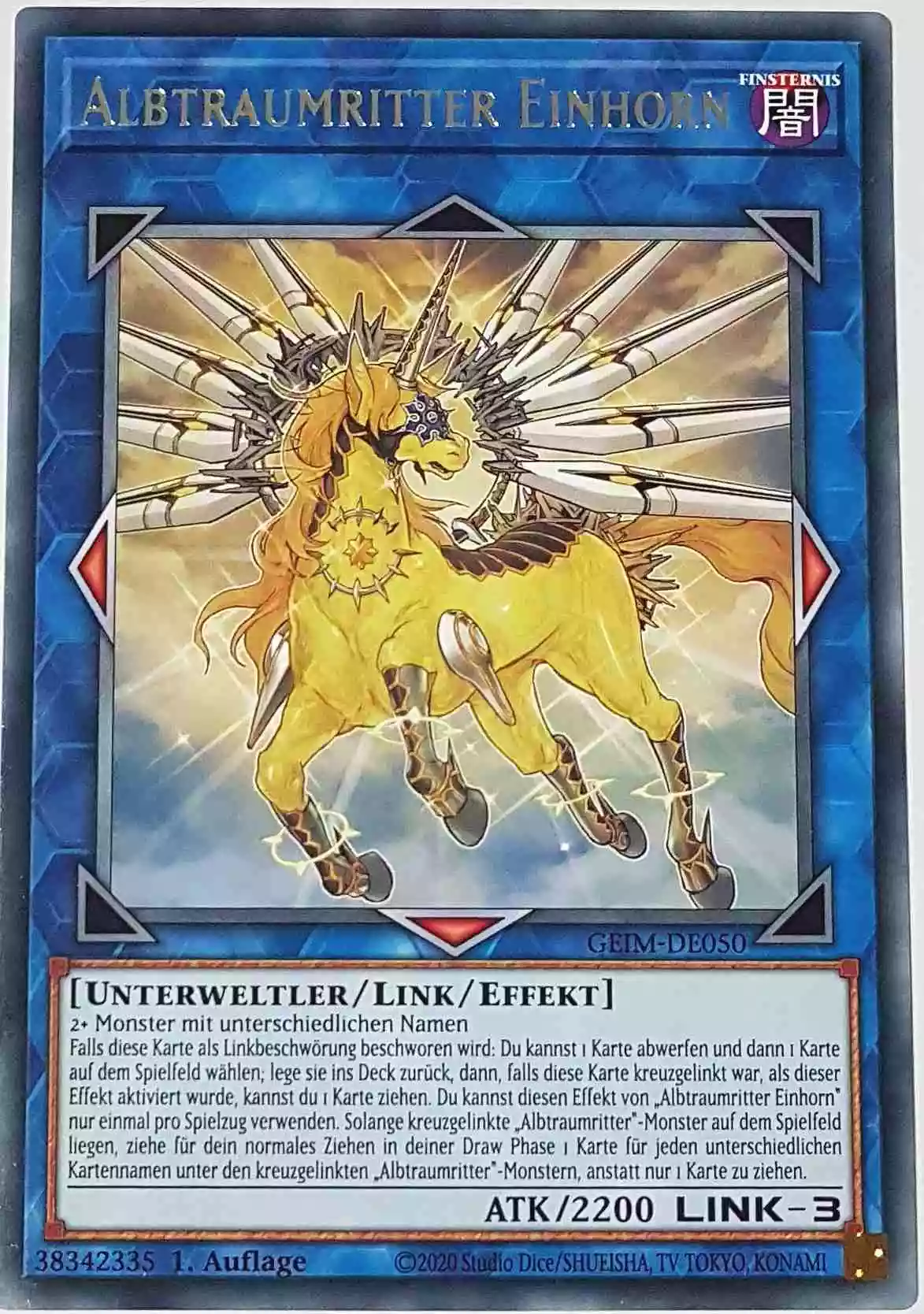 Albtraumritter Einhorn GEIM-DE050 ist in Rare Yu-Gi-Oh Karte aus Genesis Impact 1. Auflage