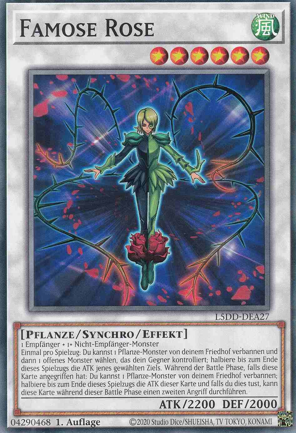 Famose Rose Common L5DD-DEA27 Yugioh Karte Famose Rose L5DD-DEA27 ist in Common Yu-Gi-Oh Karte aus Legendary 5D’s Decks 1.Auflage