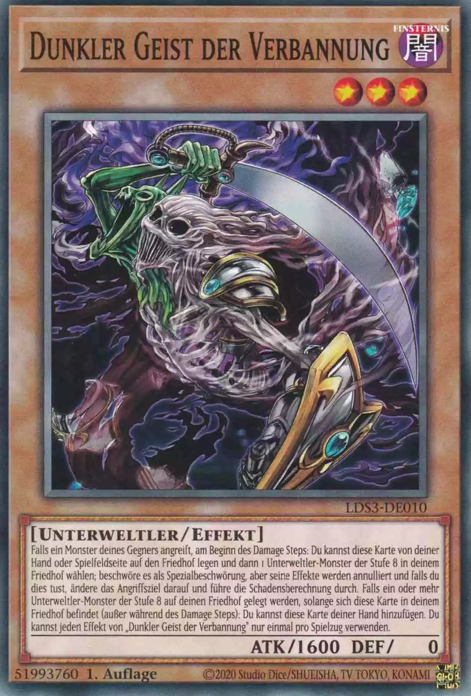 Dunkler Geist der Verbannung LDS3-DE010 ist in Common Yu-Gi-Oh Karte aus Legendary Duelists Season 3 1.Auflage