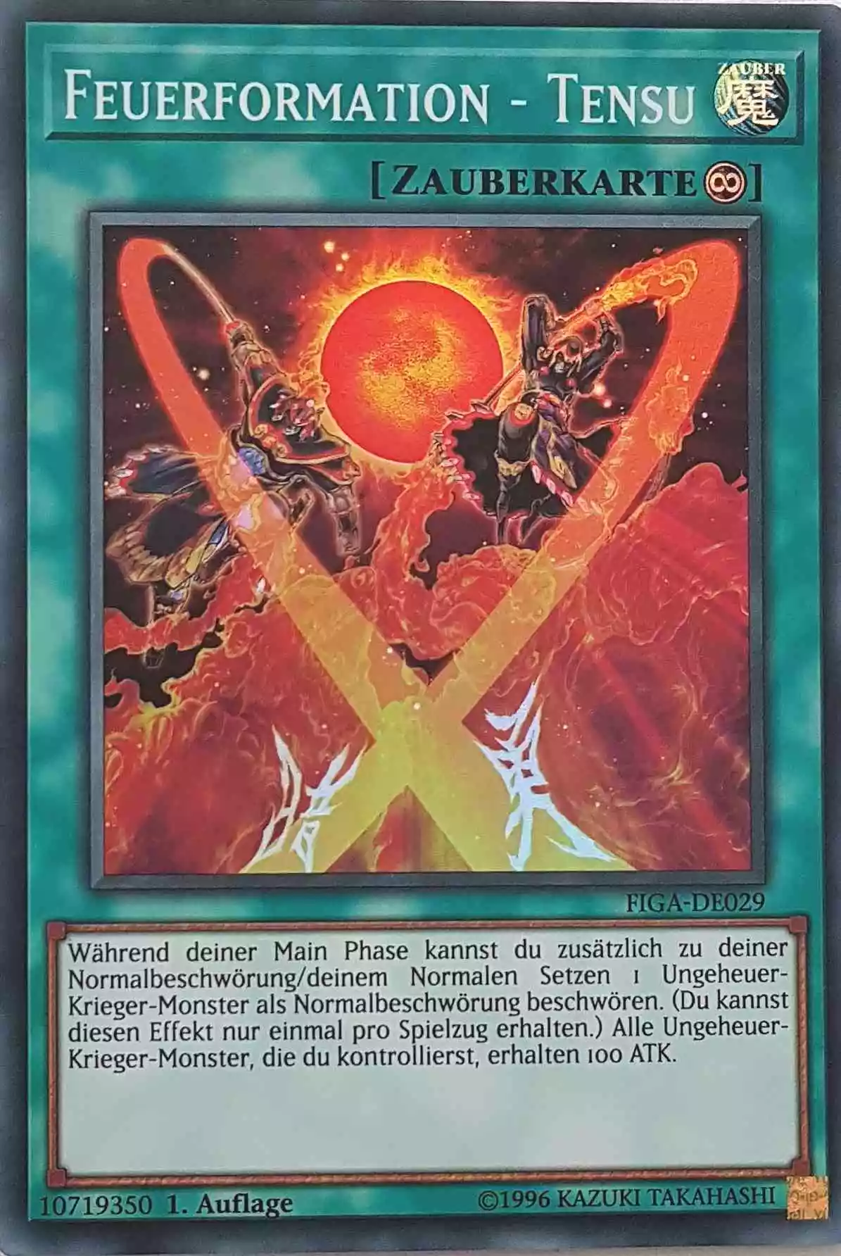 Feuerformation - Tensu FIGA-DE029 ist in Super Rare Yu-Gi-Oh Karte aus Fists of the Gadgets 1.Auflage