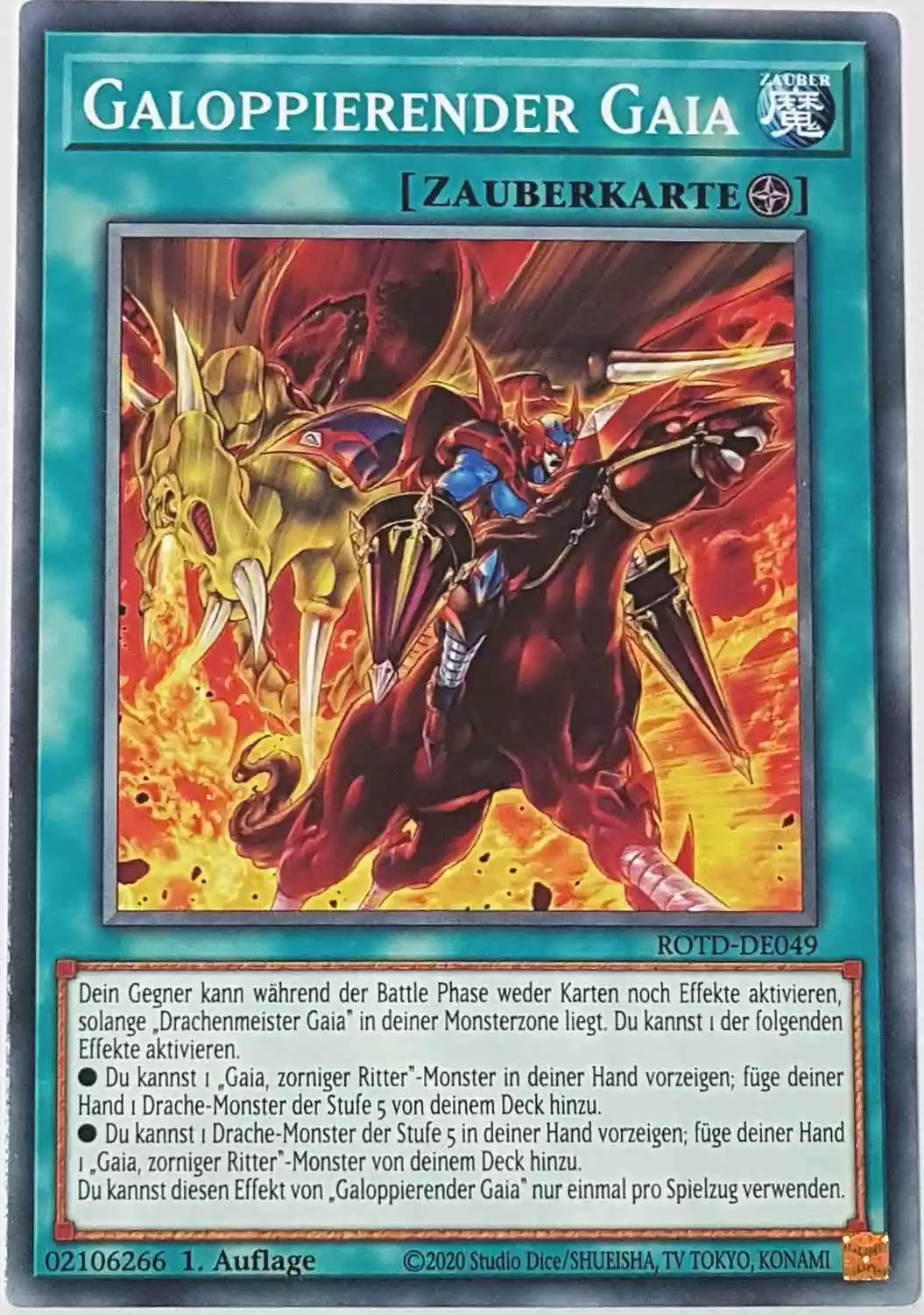 Galoppierender Gaia ROTD-DE049 ist in Common Yu-Gi-Oh Karte aus Rise of the Duelist 1.Auflage