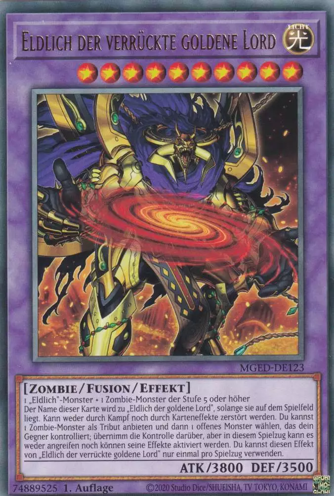 Eldlich der verrückte goldene Lord MGED-DE123 ist in Rare Yu-Gi-Oh Karte aus Maximum Gold El Dorado 1.Auflage