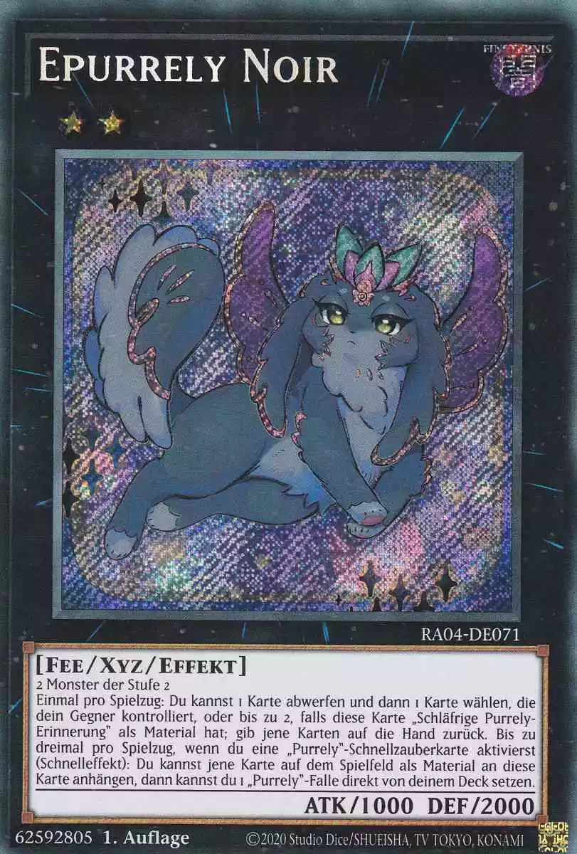 Epurrely Noir RA04-DE071 ist in Secret Rare Yu-Gi-Oh Karte aus Quarter Century Stampede 1.Auflage