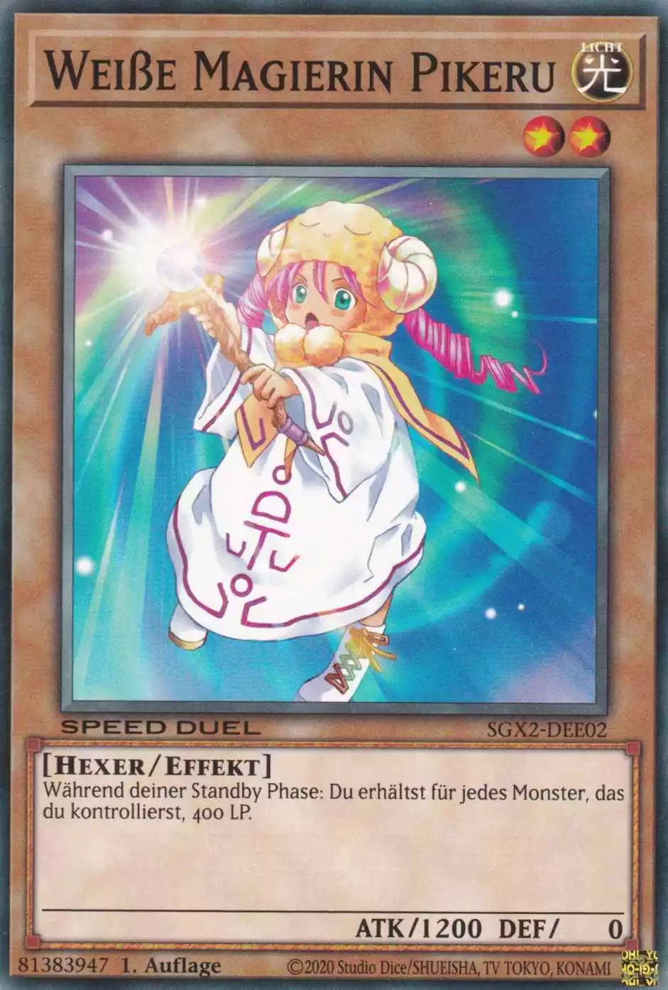 Weiße Magierin Pikeru SGX2-DEE02 ist in Common Yu-Gi-Oh Karte aus Speed Duel GX: Midterm Paradox 1.Auflage