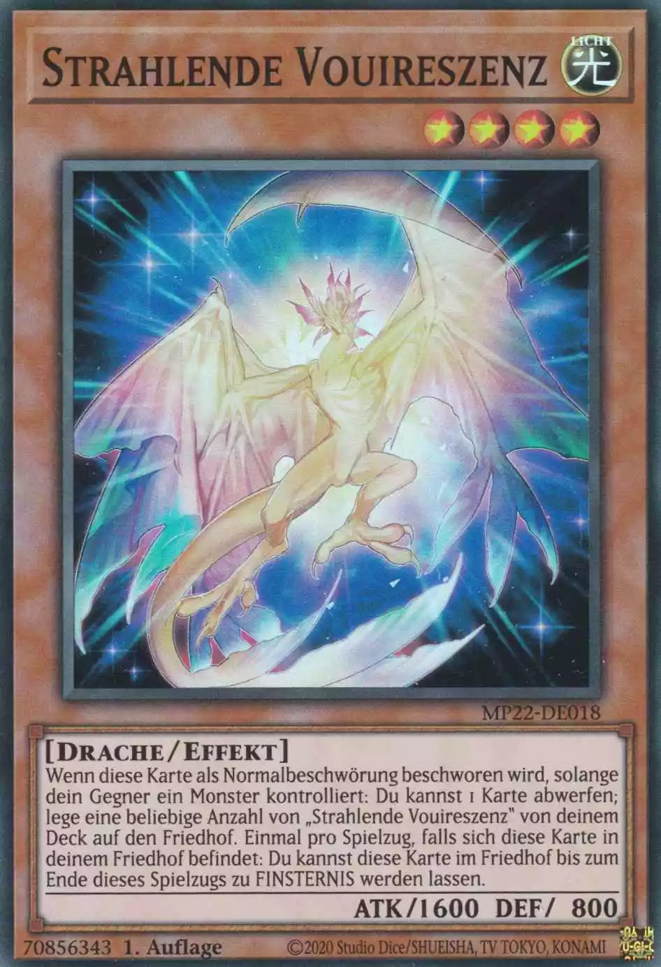 Strahlende Vouireszenz MP22-DE018 ist in Super Rare Yu-Gi-Oh Karte aus Tin of the Pharaoh’s Gods 1.Auflage