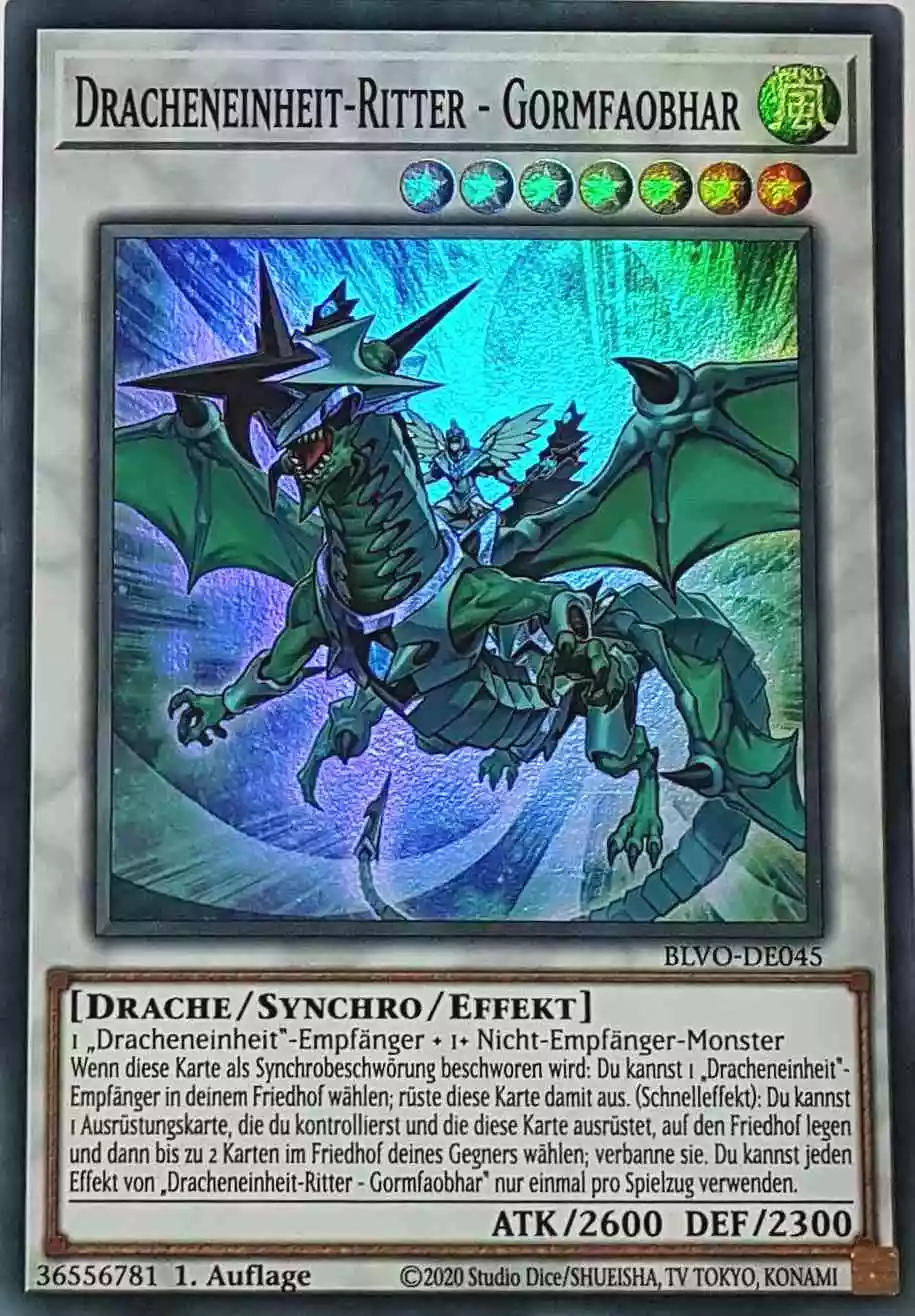 Dracheneinheit-Ritter - Gormfaobhar BLVO-DE045 ist in Super Rare Yu-Gi-Oh Karte aus Blazing Vortex 1.Auflage