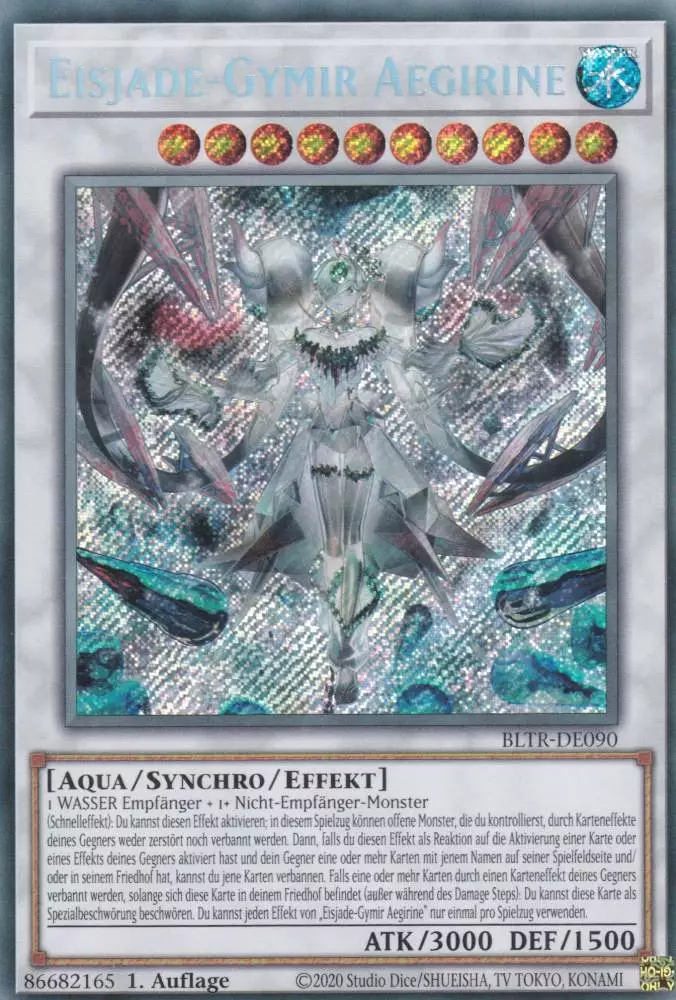 Eisjade-Gymir Aegirine BLTR-DE090 ist in Secret Rare Yu-Gi-Oh Karte aus Battles of Legend Terminal Revenge 1.Auflage