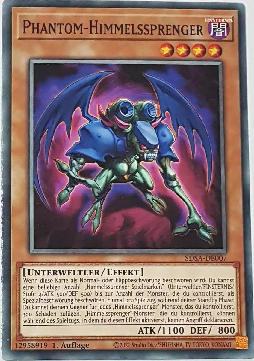 Phantom-Himmelssprenger SDSA-DE007 ist in Common Yu-Gi-Oh Karte aus Sacred Beasts 1.Auflage