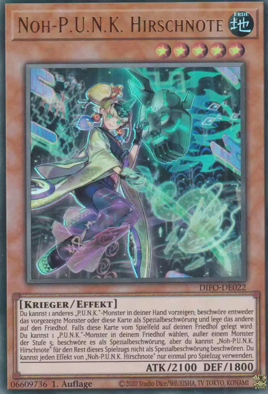 difo-de022-noh-p-u-n-k-hirschnote-ultra-rare-dimension-force Noh-P.U.N.K. Hirschnote DIFO-DE022 ist in Ultra Rare Yu-Gi-Oh Karte aus Dimension Force 1.Auflage