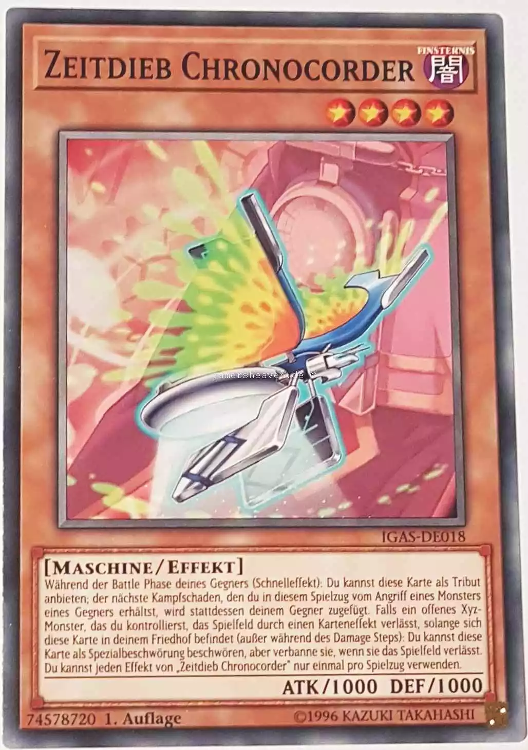 Zeitdieb Chronocorder IGAS-DE018 ist in Common Yu-Gi-Oh Karte aus Ignition Assault 1.Auflage