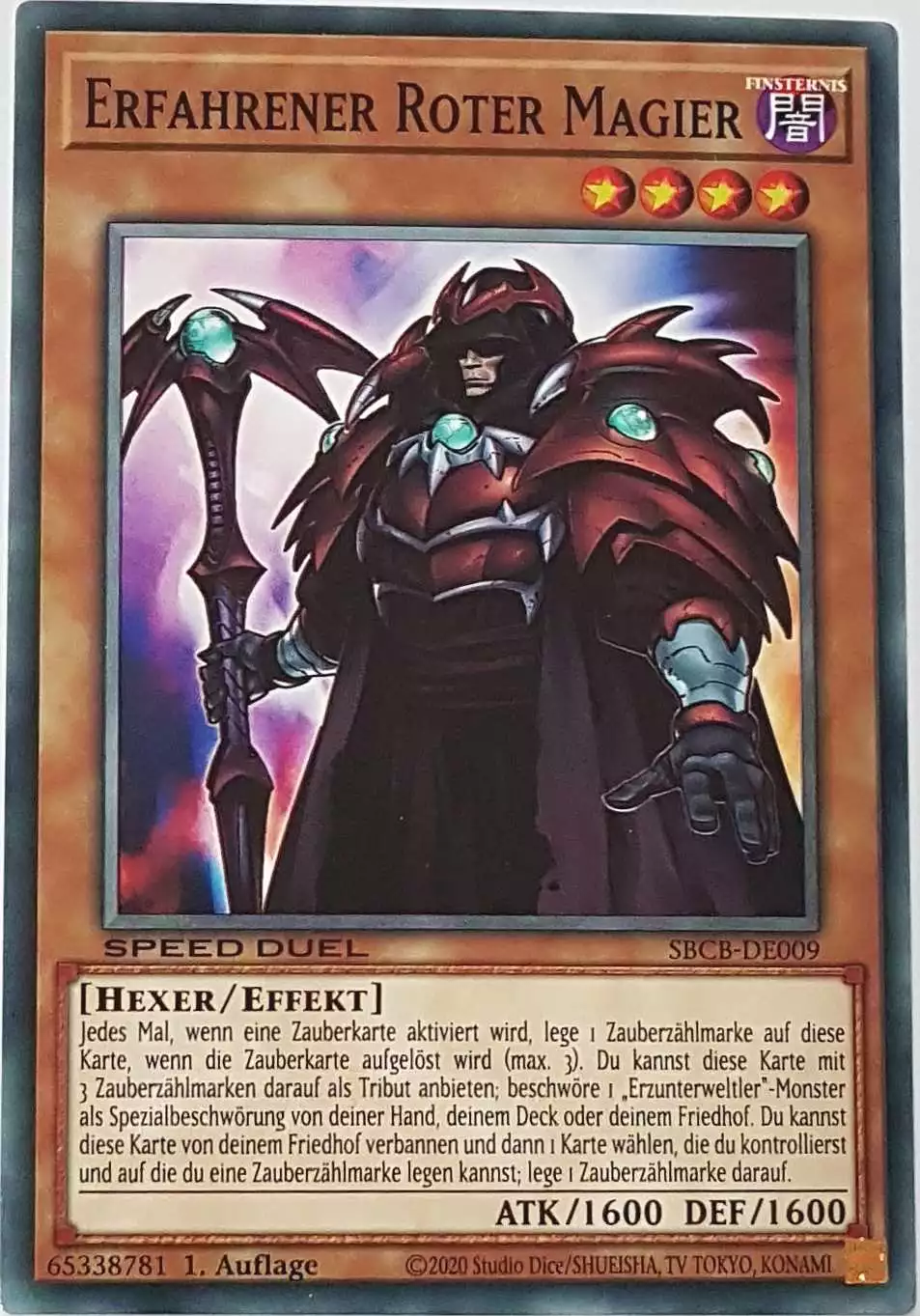 Erfahrener Roter Magier SBCB-DE009 ist in Common Yu-Gi-Oh Karte aus Speed Duel Battle City Box 1. Auflage