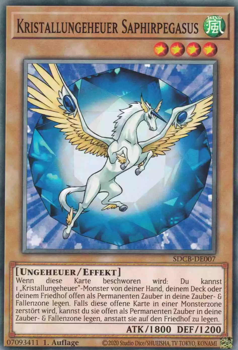 Kristallungeheuer Saphirpegasus SDCB-DE007 ist in Common Yu-Gi-Oh Karte aus Structure Deck: Legend of the Crystal Beasts 1.Auflage