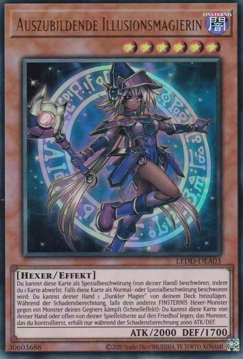 Auszubildende Illusionsmagierin LEDD-DEA03 ist in Ultra Rare Yu-Gi-Oh Karte aus Legendary Dragon Decks unlimitiert