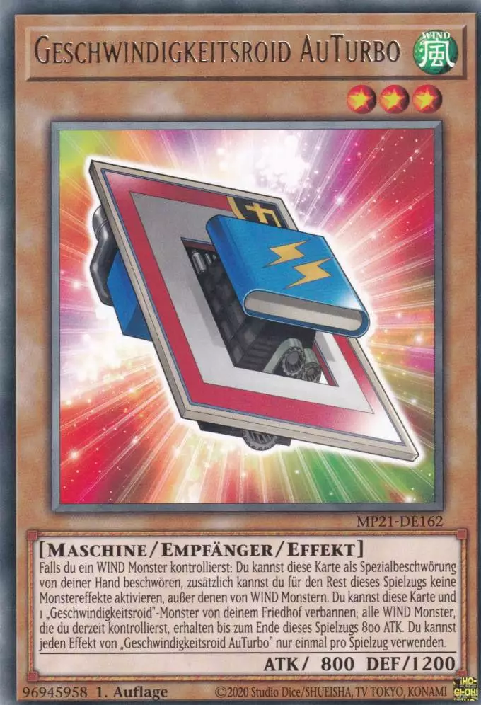 Geschwindigkeitsroid AuTurbo MP21-DE162 ist in Rare Yu-Gi-Oh Karte aus Tin of Ancient Battles 1.Auflage