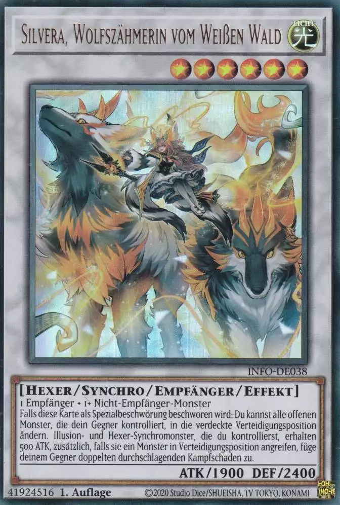 Silvera, Wolfszähmerin vom Weißen Wald INFO-DE038 ist in Ultra Rare Yu-Gi-Oh Karte aus The Infinite Forbidden 1.Auflage
