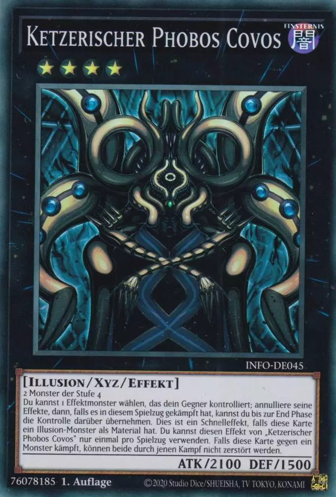 Ketzerischer Phobos Covos INFO-DE045 ist in Super Rare Yu-Gi-Oh Karte aus The Infinite Forbidden 1.Auflage