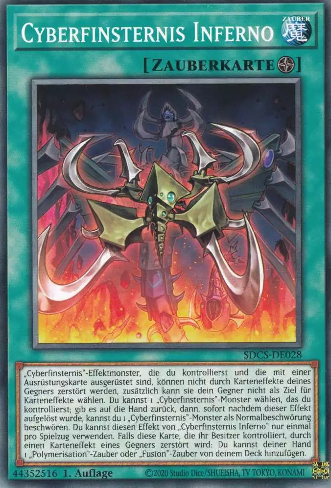 Cyberfinsternis Inferno SDCS-DE028 ist in Common Yu-Gi-Oh Karte aus Cyber Strike 1.Auflage