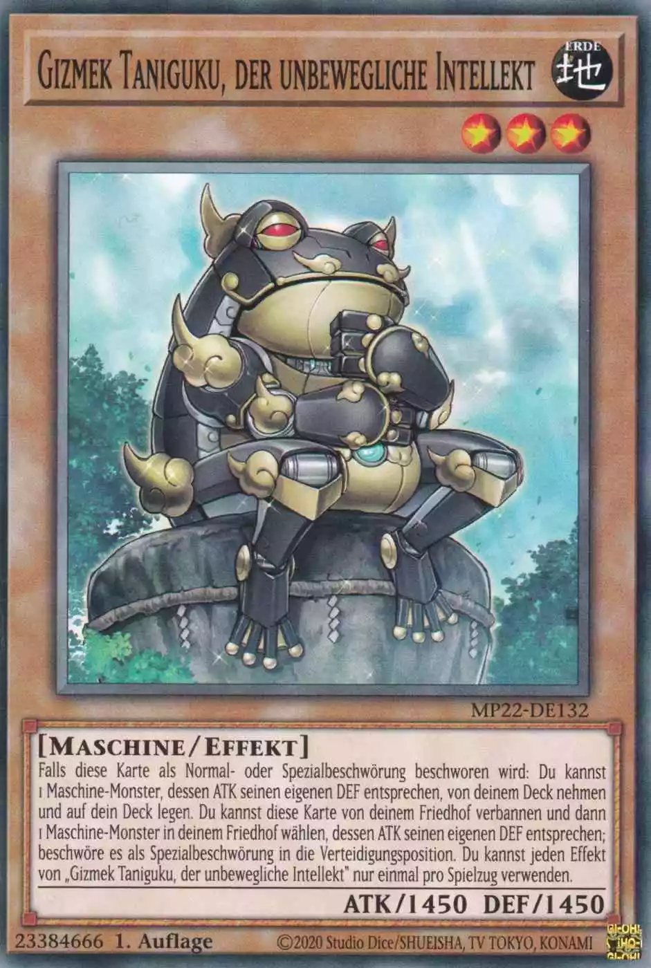 Gizmek Taniguku, der unbewegliche Intellekt MP22-DE132 ist in Common Yu-Gi-Oh Karte aus Tin of the Pharaoh’s Gods 1.Auflage