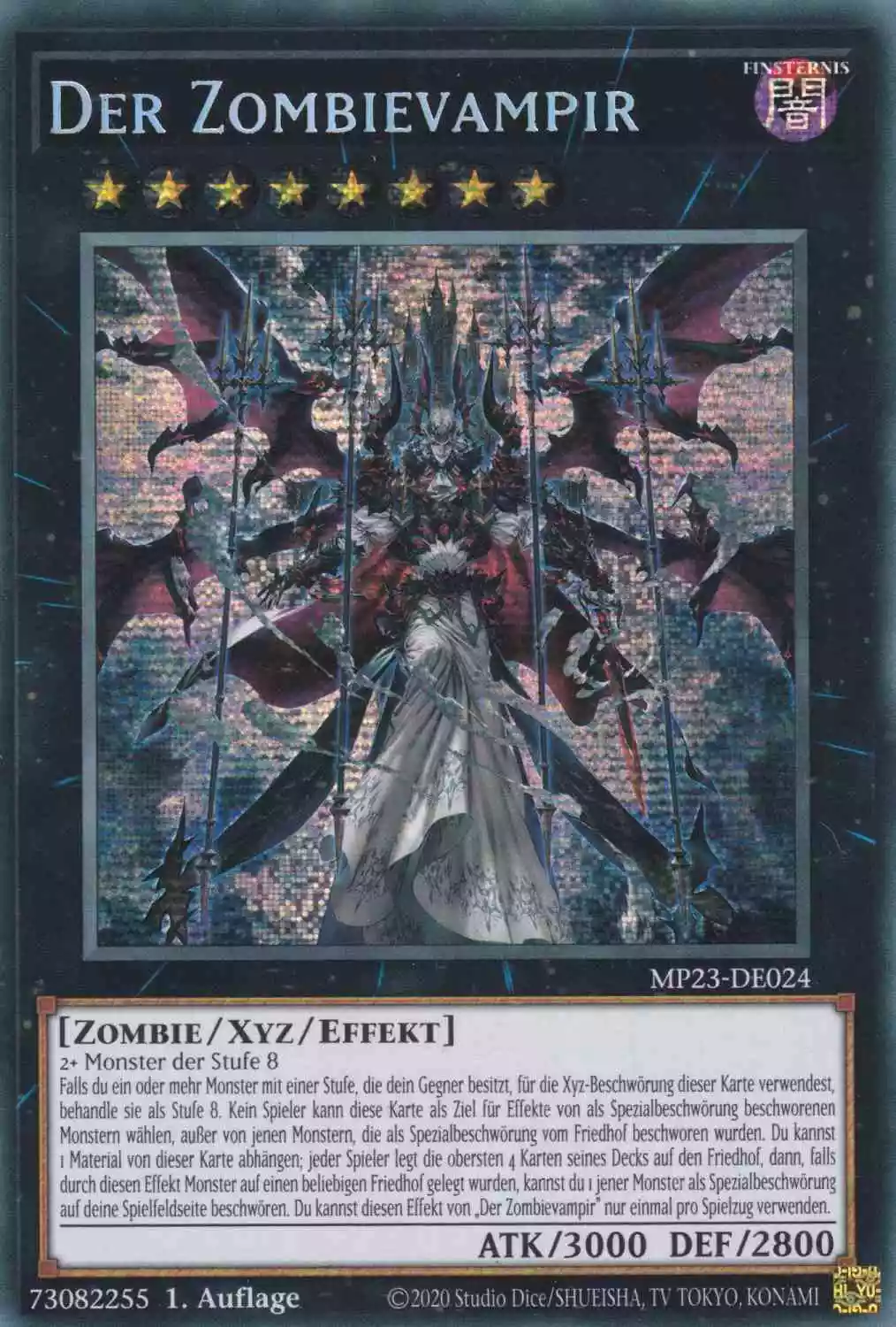 Der Zombievampir MP23-DE024 ist in Prismatic Secret Rare Yu-Gi-Oh Karte aus 25th Anniversary Tin Dueling Heroes 1.Auflage