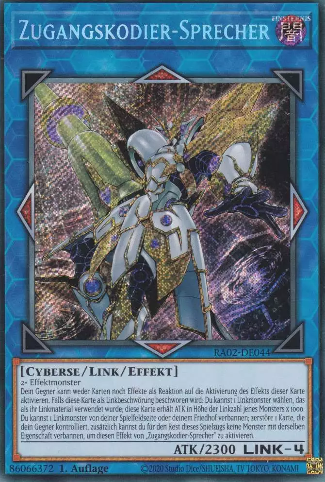 Zugangskodier-Sprecher RA02-DE044 ist in Secret Rare Yu-Gi-Oh Karte aus 25th Anniversary Rarity Collection 2 1.Auflage