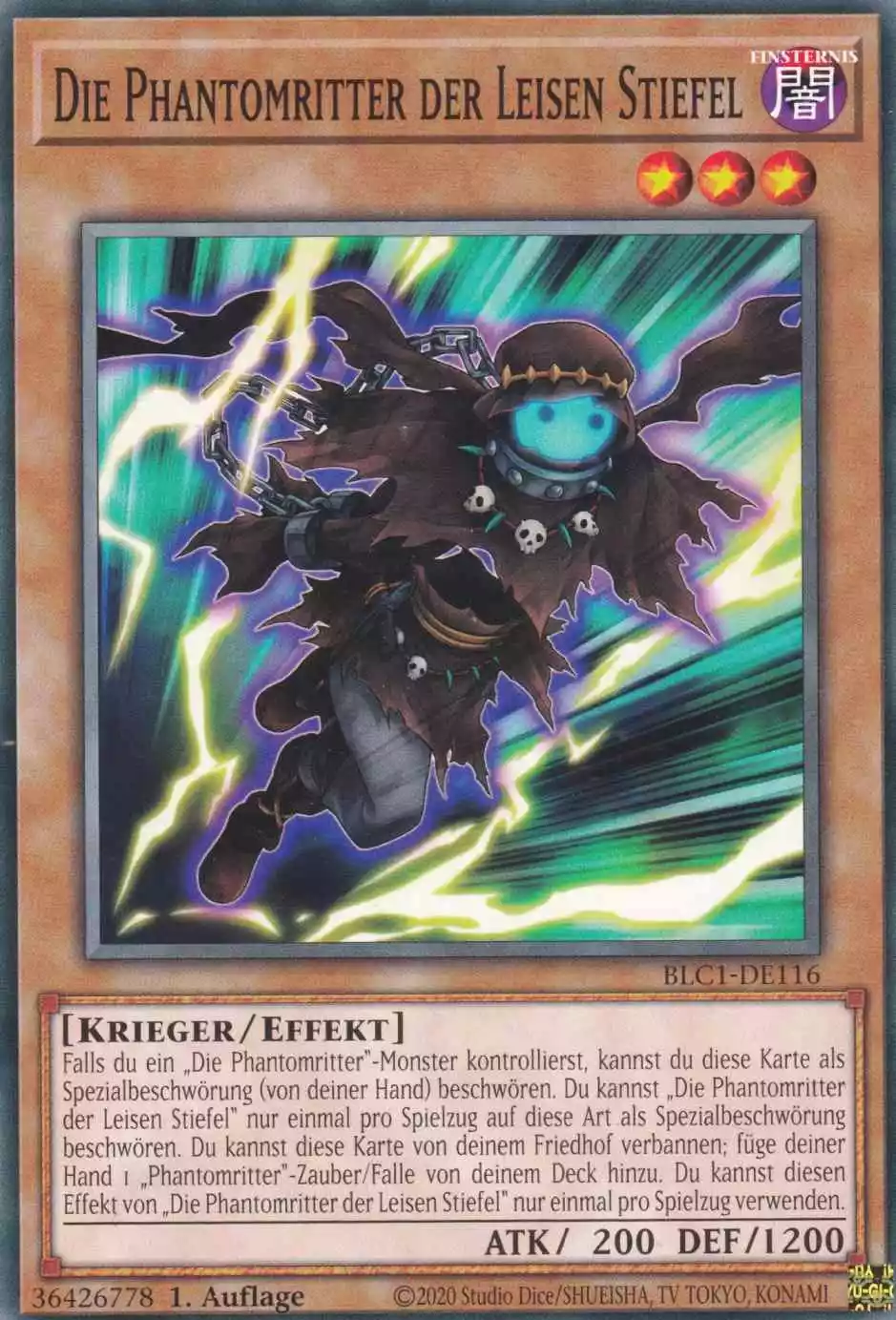 Die Phantomritter der Leisen Stiefel BLC1-DE116 ist in Common Yu-Gi-Oh Karte aus Battles of Legend Chapter 1 1.Auflage