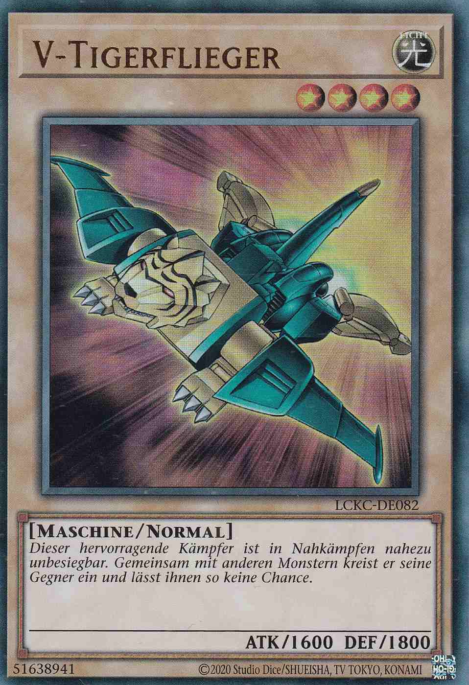 V-Tigerflieger Ultra Rare LCKC-DE082 Yugioh Karte V-Tigerflieger LCKC-DE082 ist in Ultra Rare Yu-Gi-Oh Karte aus Legendary Collection Kaiba unlimitiert