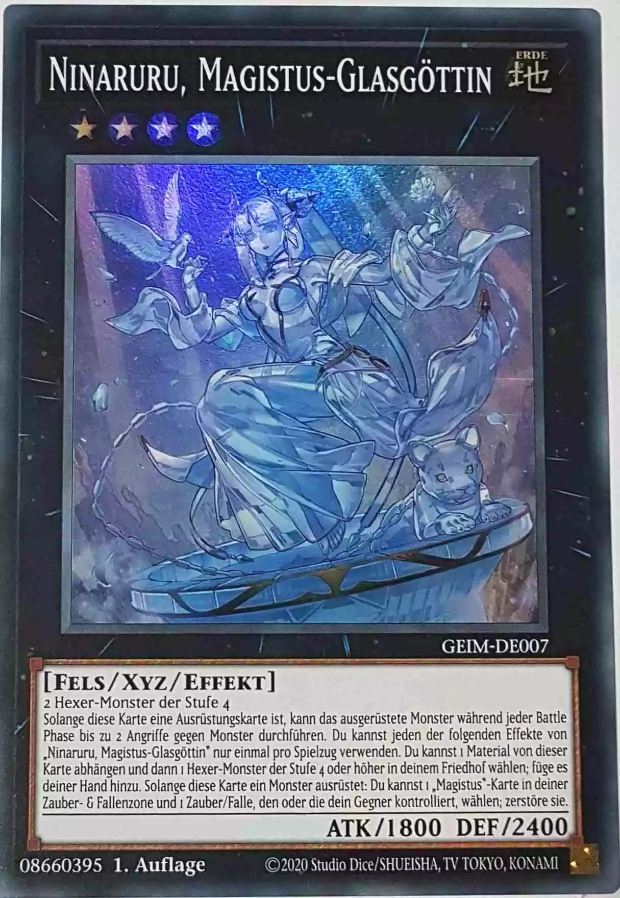 Ninaruru, Magistus-Glasgöttin GEIM-DE007 ist in Super Rare Yu-Gi-Oh Karte aus Genesis Impact 1. Auflage