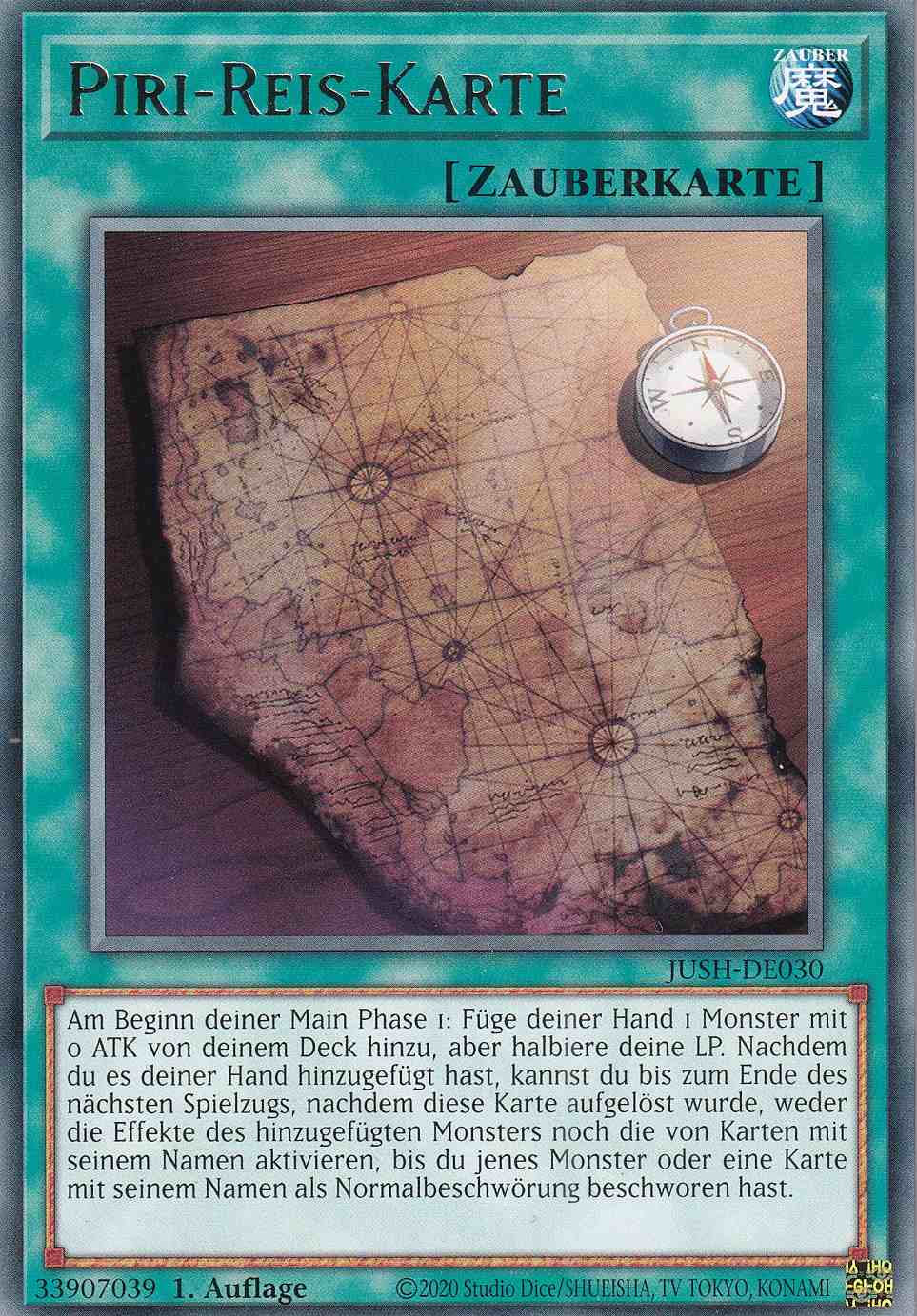 Piri-Reis-Karte JUSH-DE030 ist in Rare Yu-Gi-Oh Karte aus Justice Hunters 1.Auflage