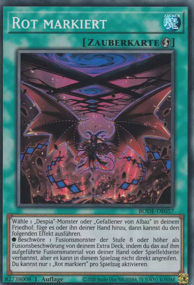 Rot markiert BODE-DE057 ist in Super Rare Yu-Gi-Oh Karte aus Burst of Destiny 1.Auflage