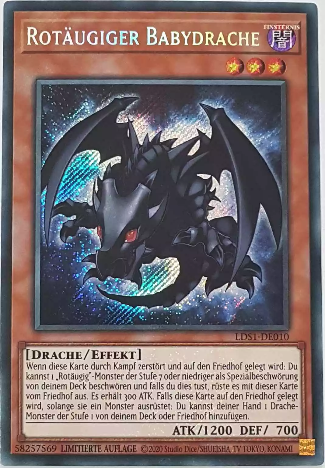 Rotäugiger Babydrache LDS1-DE010 ist in Secret Rare Yu-Gi-Oh Karte aus Legendary Duelists: Season 1 Limitierte Auflage 