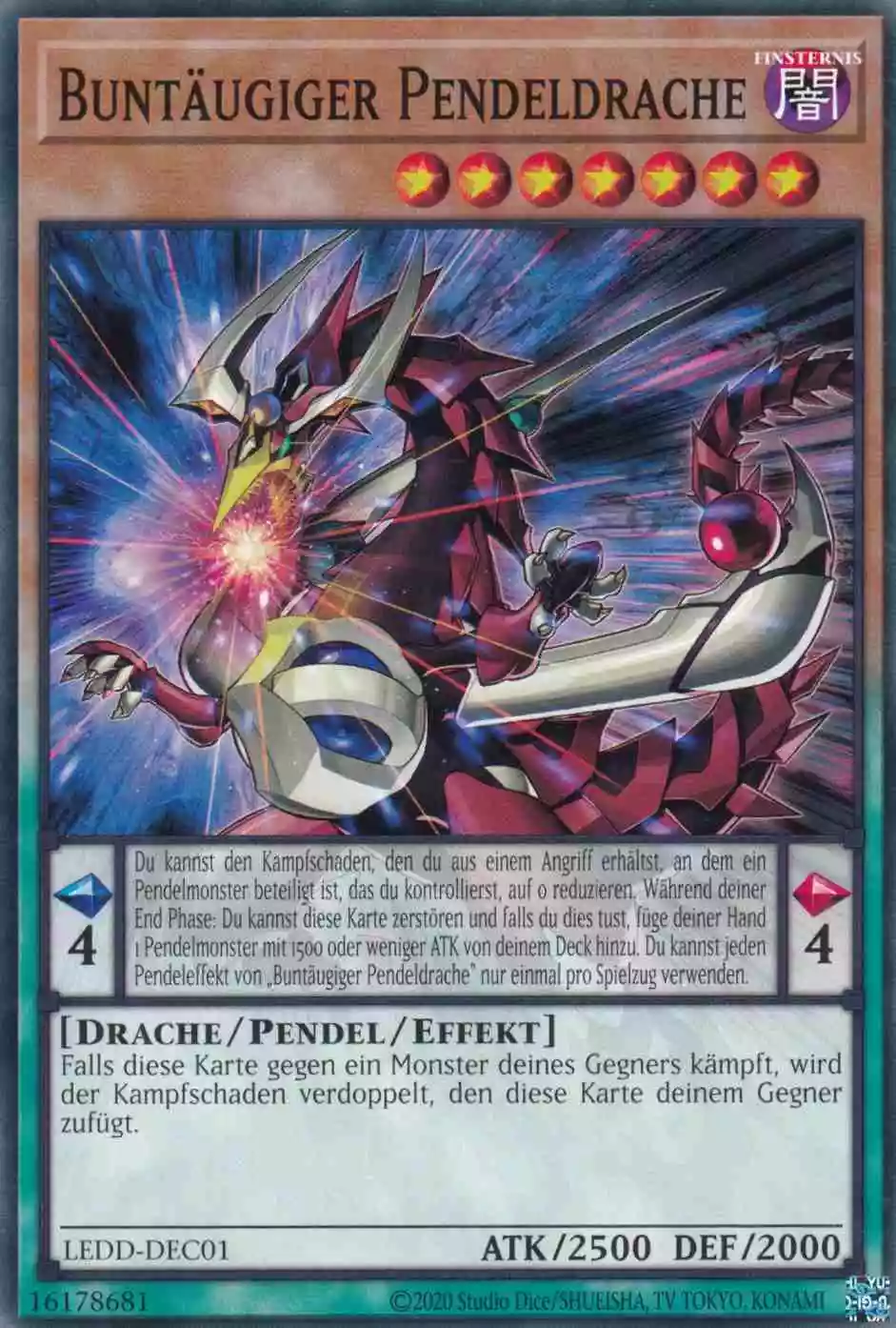 Buntäugiger Pendeldrache LEDD-DEC01 ist in Common Yu-Gi-Oh Karte aus Legendary Dragon Decks unlimitiert