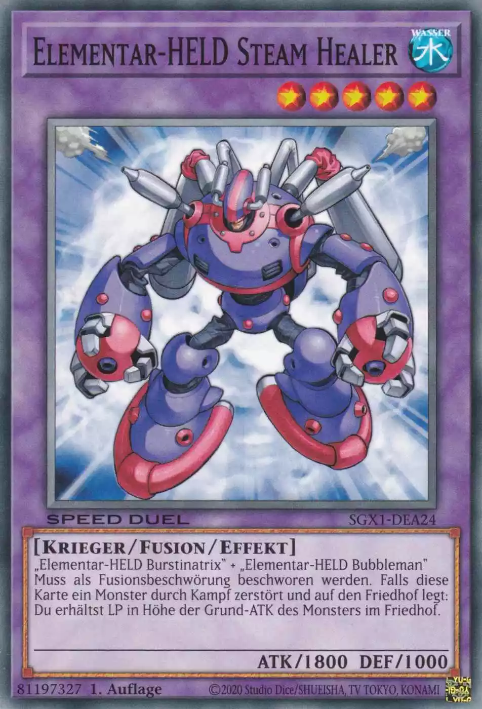 Elementar-HELD Steam Healer SGX1-DEA24 ist in Common Yu-Gi-Oh Karte aus Speed Duel GX Duel Academy Box 1.Auflage