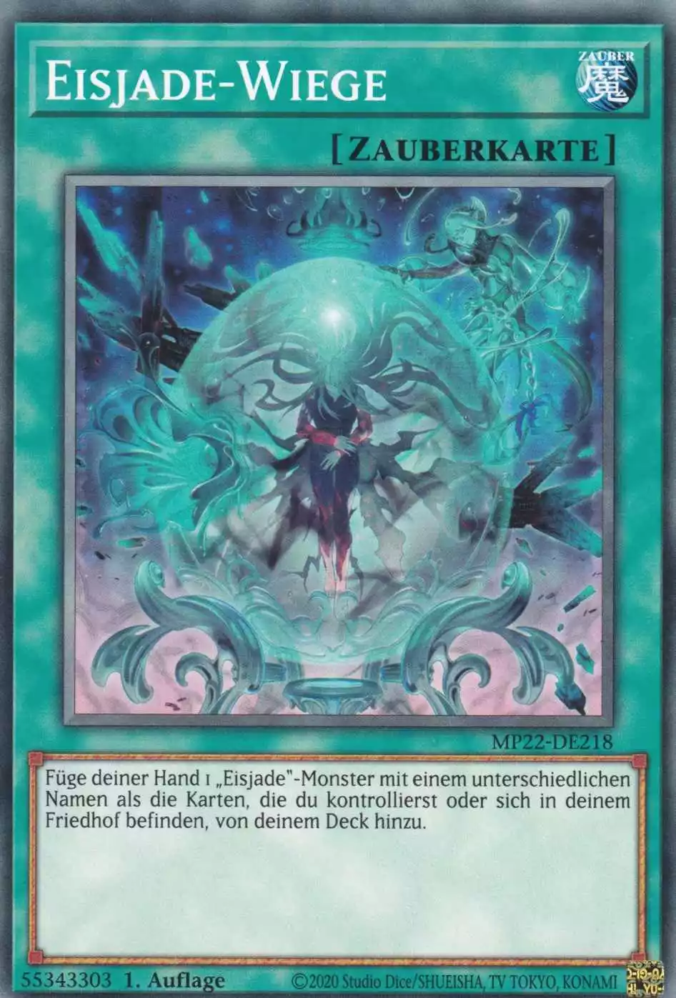 Eisjade-Wiege MP22-DE218 ist in Common Yu-Gi-Oh Karte aus Tin of the Pharaoh’s Gods 1.Auflage