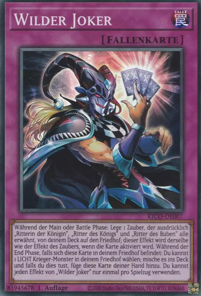 Wilder Joker KICO-DE007 ist in Super Rare Yu-Gi-Oh Karte aus King's Court 1.Auflage