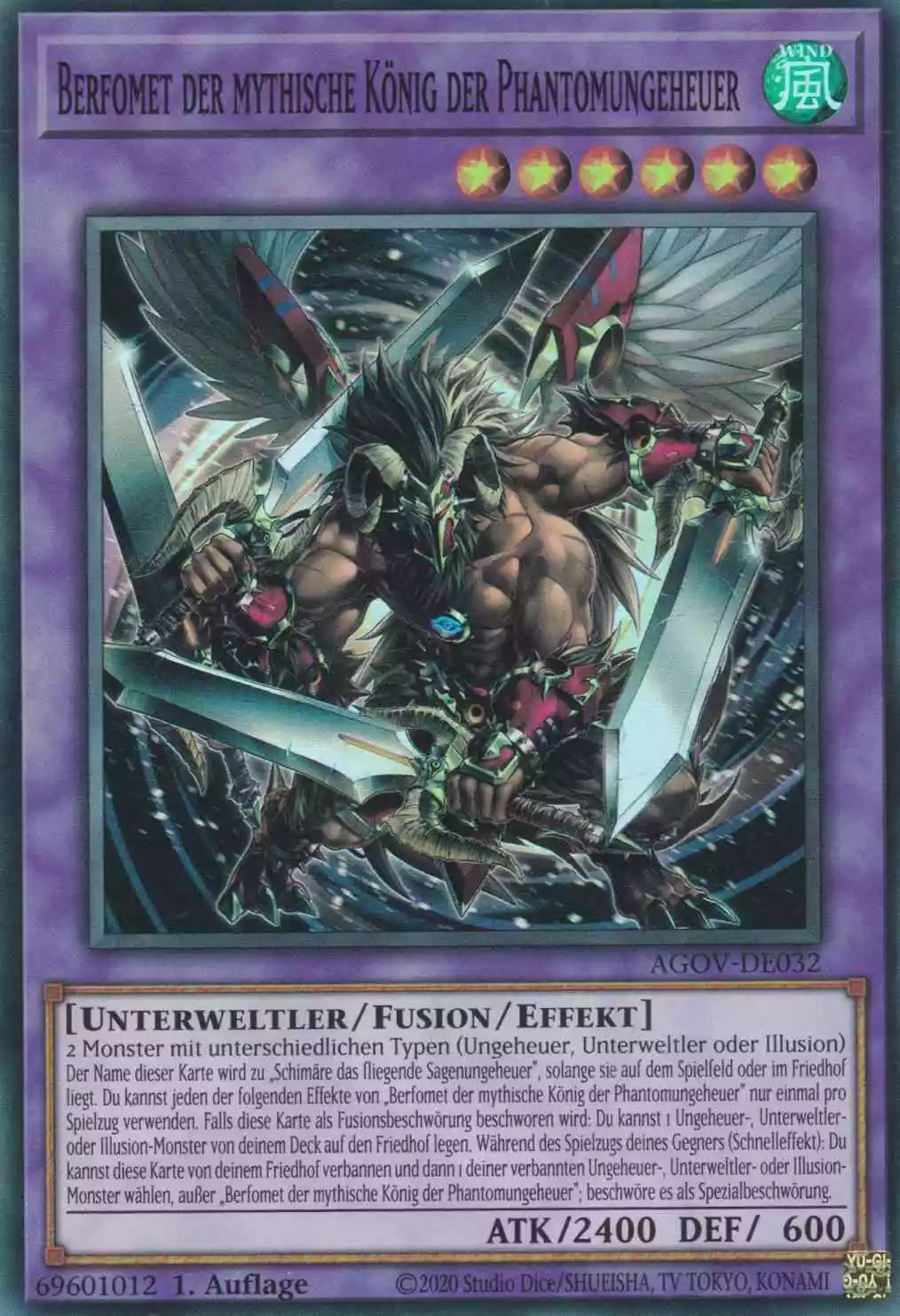 Berfomet der mythische König der Phantomungeheuer AGOV-DE032 ist in Super Rare Yu-Gi-Oh Karte aus Age of Overlord 1.Auflage