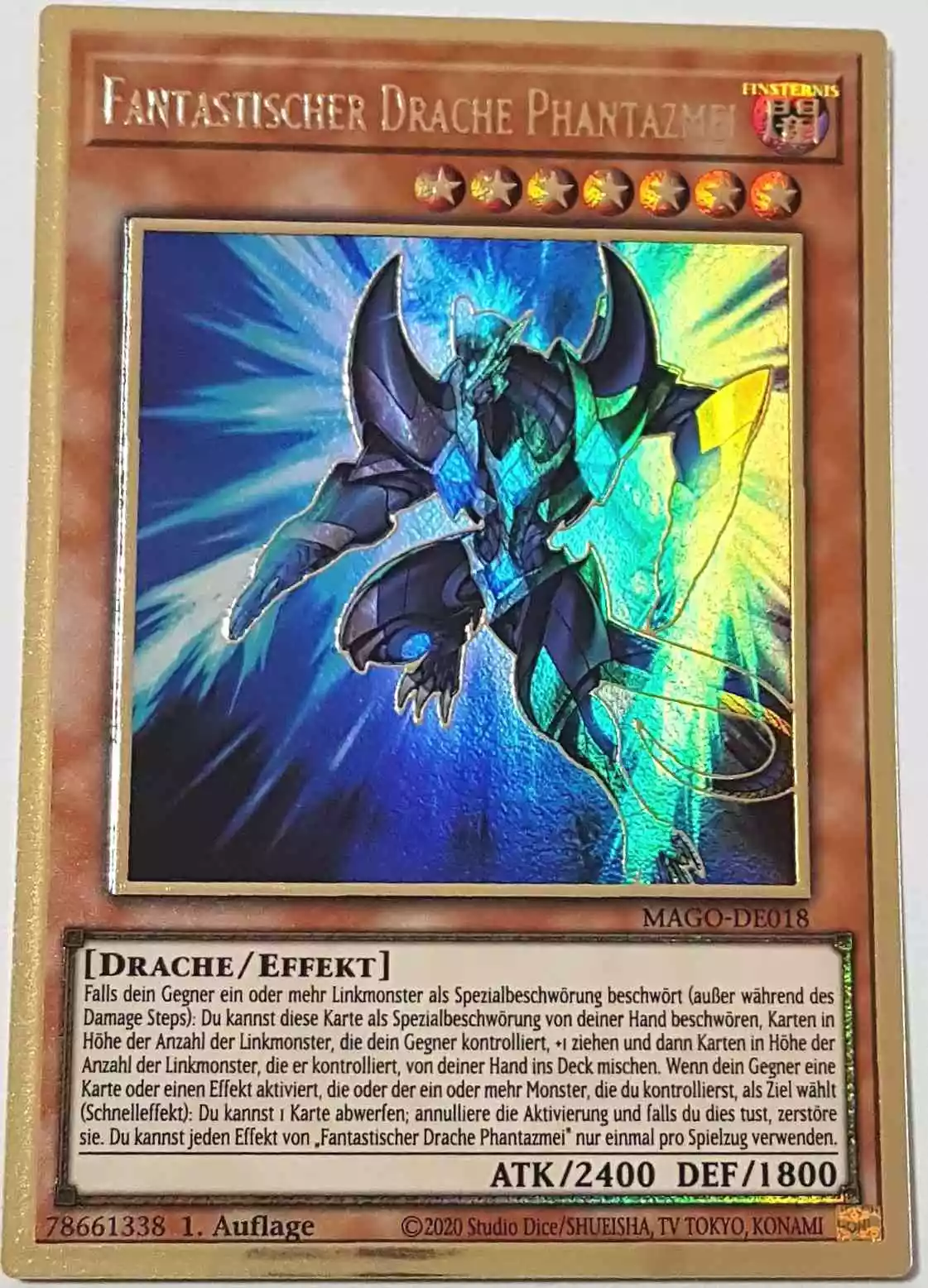 Fantastischer Drache Phantazmei (alternativ art) MAGO-DE018 ist in Premium Gold Rare Yu-Gi-Oh Karte aus Maximum Gold 1. Auflage