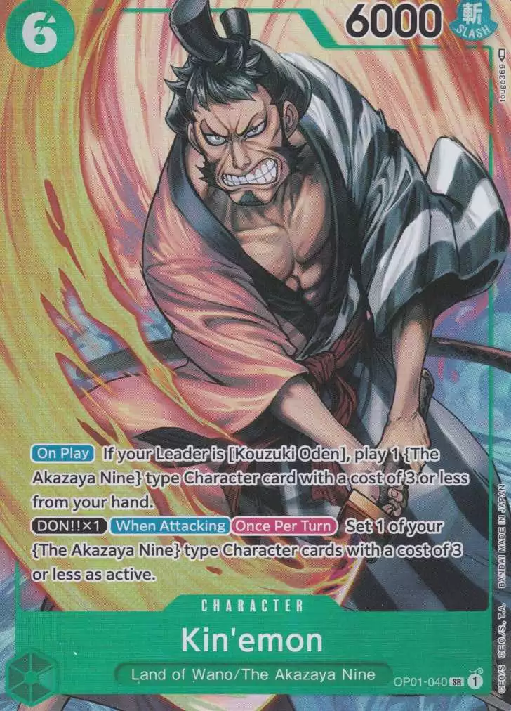 Kin'emon OP01-040 ist in Super Rare. Die One Piece Karte ist aus Romance Dawn in Parallel Alternative Art.