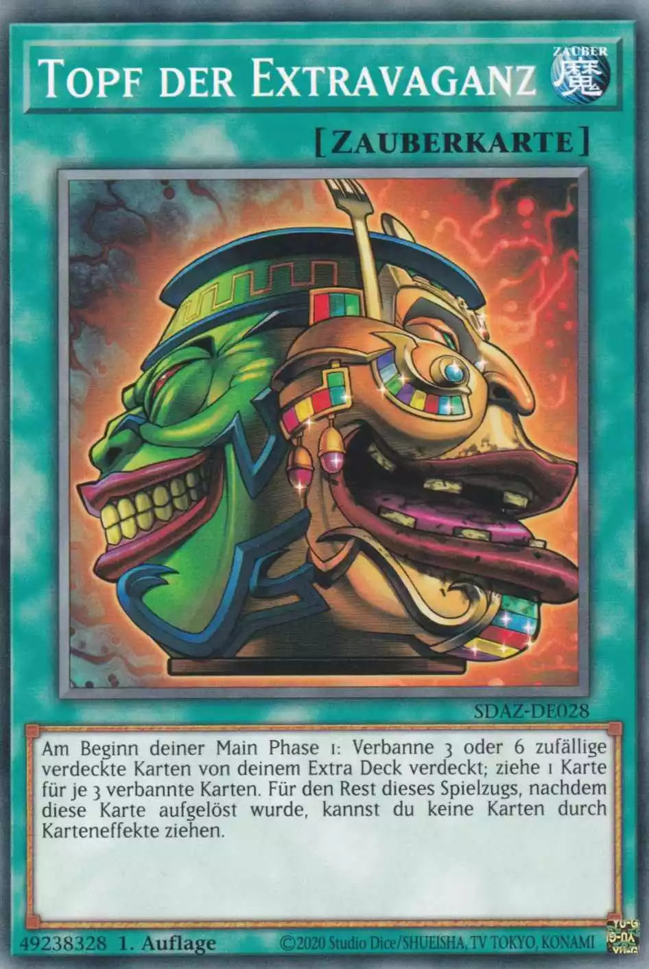 Topf der Extravaganz SDAZ-DE028 ist in Common Yu-Gi-Oh Karte aus Structure Deck Albaz Strike 1.Auflage