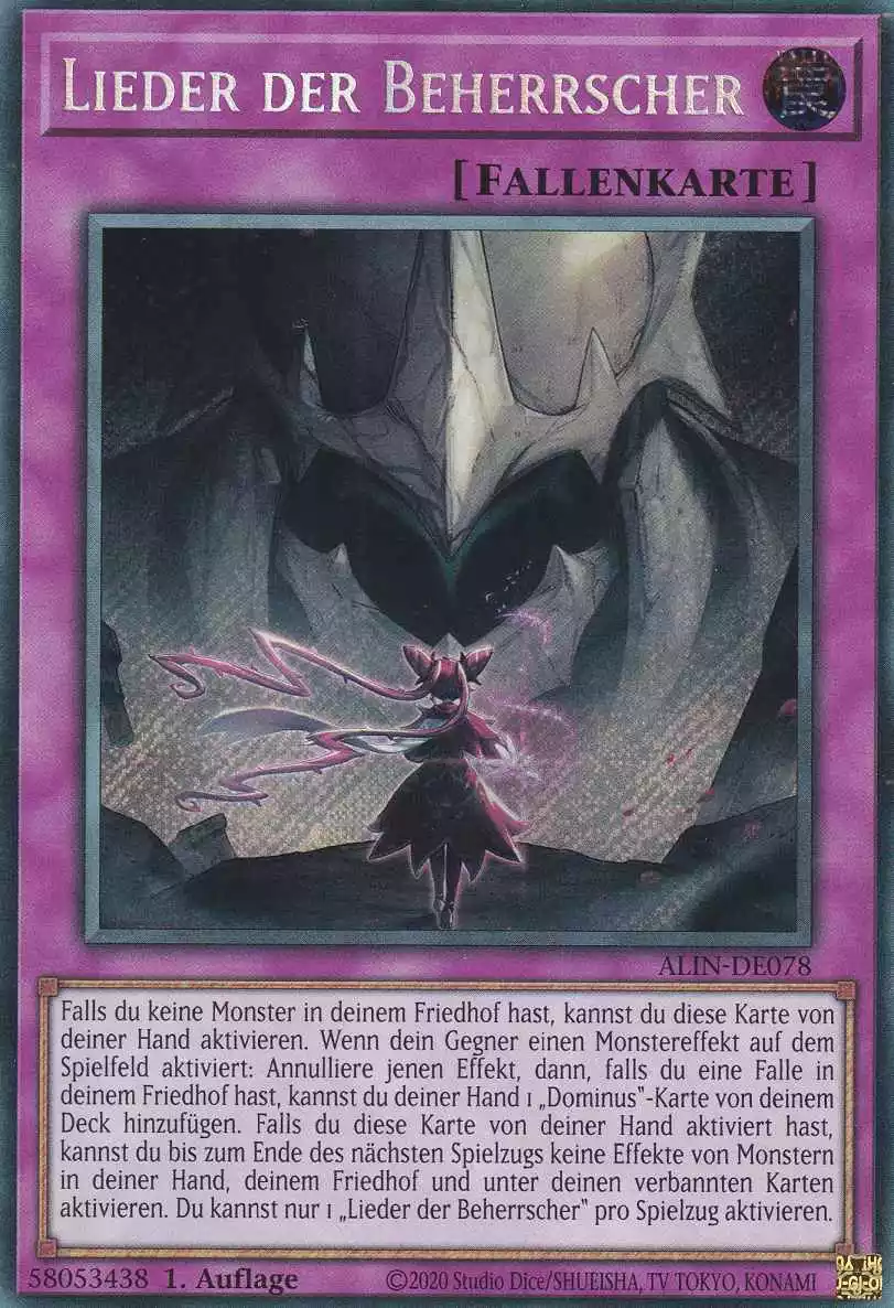 Lieder der Beherrscher ALIN-DE078 ist in Secret Rare Yu-Gi-Oh Karte aus Alliance Insight 1.Auflage