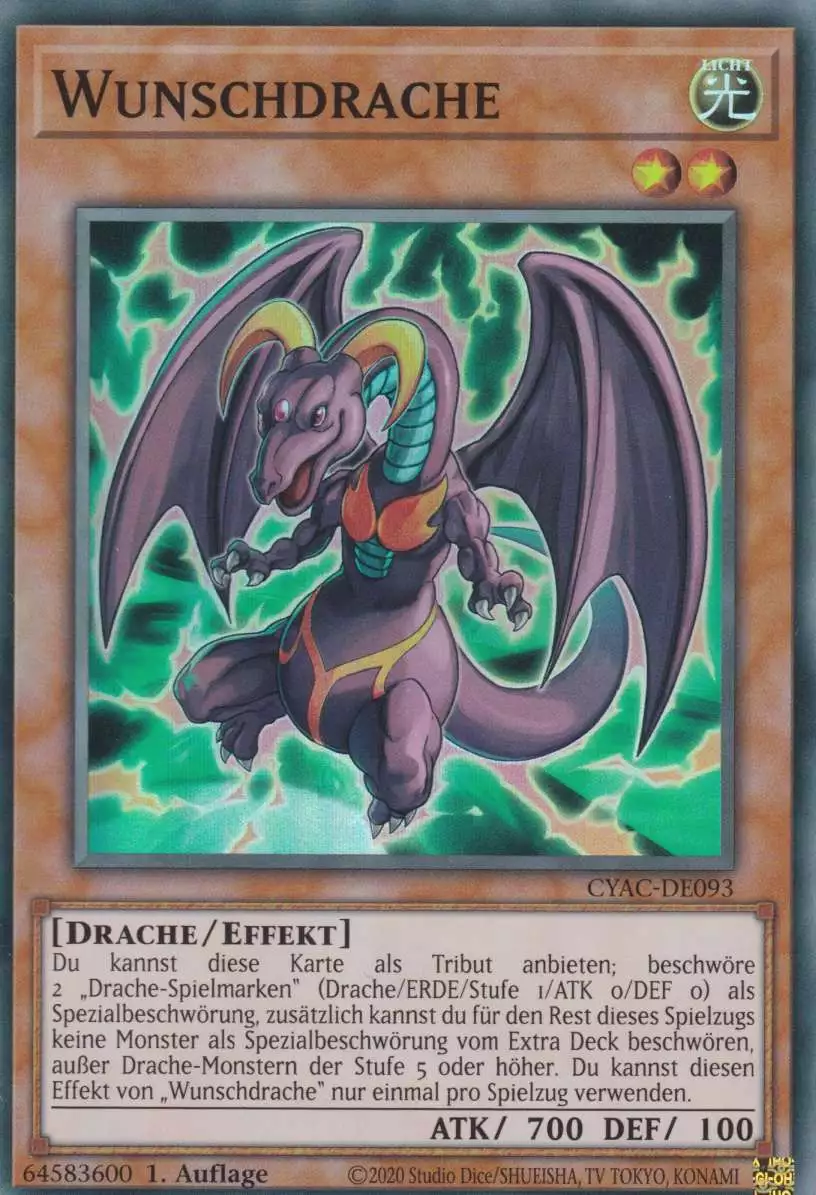 cyac-de093-wunschdrache-super-rare-cyberstorm-access Wunschdrache CYAC-DE093 ist in Super Rare Yu-Gi-Oh Karte aus Cyberstorm Access 1.Auflage