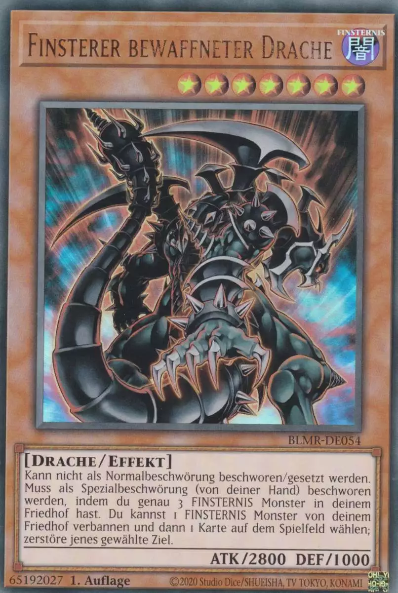 Finsterer bewaffneter Drache BLMR-DE054 ist in Ultra Rare Yu-Gi-Oh Karte aus Battles of Legend Monstrous Revenge 1.Auflage