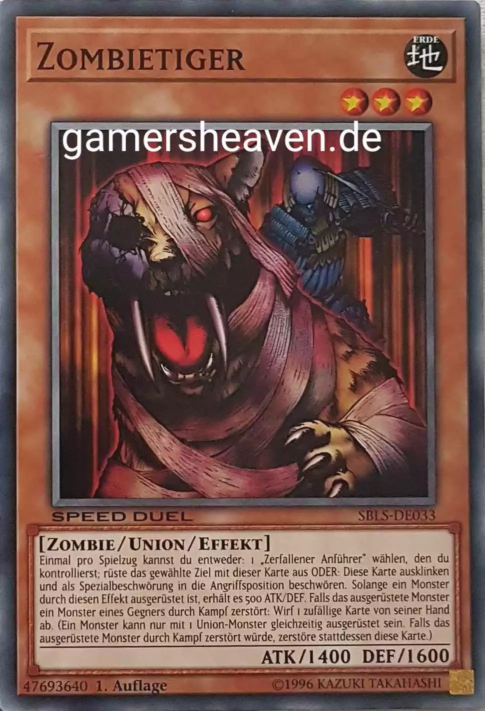 Zombietiger SBLS-DE033 ist in Common Yu-Gi-Oh Karte aus Speed Duel Arena of Lost Souls 1. Auflage