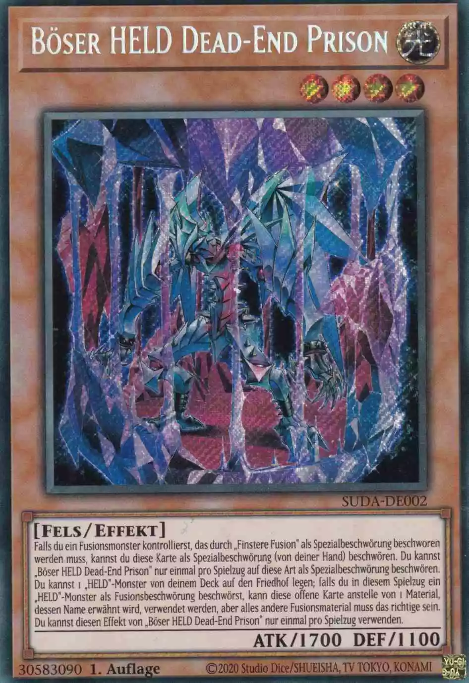 Böser HELD Dead-End Prison SUDA-DE002 ist in Secret Rare Yu-Gi-Oh Karte aus Supreme Darkness 1.Auflage