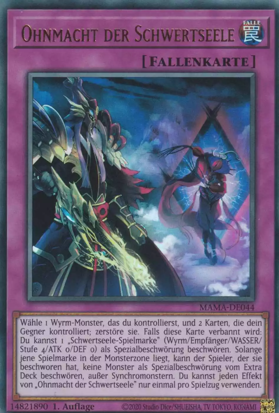 Ohnmacht der Schwertseele MAMA-DE044 ist in Ultra Rare Yu-Gi-Oh Karte aus Magnificent Mavens 1.Auflage